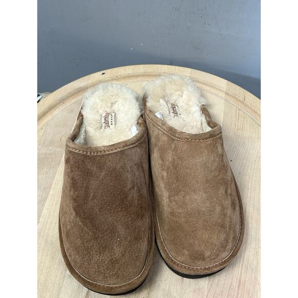 Staheekum Alpine Slipper Mens Size 11 Sherpa Lined Wheat Tan Pig Suede - Picture 2 of 9